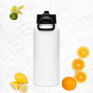 Stainless steel water bottle with a straw lid